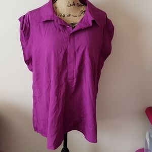3xl light weight collared cap sleeved purple top